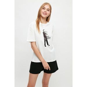 Trendyol Black and White Printed Knitted Pajamas Set vyobraziť