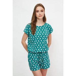 Trendyol Green Swan Patterned Knitted Pajamas Set vyobraziť