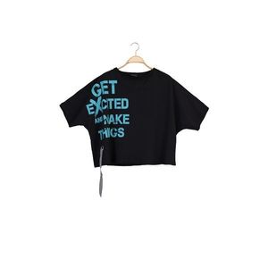 Trendyol Black Knitted T-Shirt vyobraziť