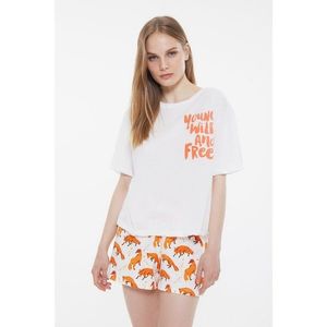 Trendyol Fox Patterned Slogan Knitted Pajamas Set vyobraziť