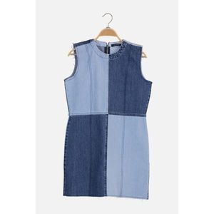 Trendyol Blue Color Block Mini Denim Dress vyobraziť