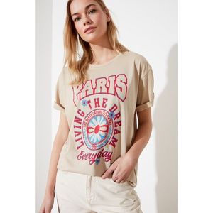 Trendyol Stone Printed Boyfriend Knitted T-Shirt vyobraziť