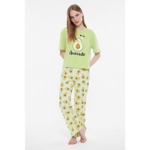 Trendyol Green Avocado Printed Knitted Pajamas Set vyobraziť
