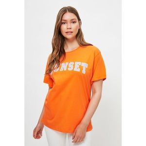 Trendyol Orange Boyfriend Knitted T-Shirt vyobraziť