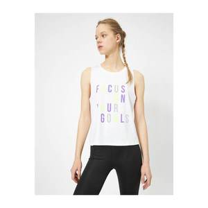 Koton Women's White Letter Printed Tank Top vyobraziť