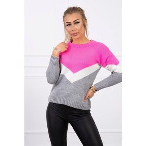 Sweater with geometric pink neon + gray vyobraziť