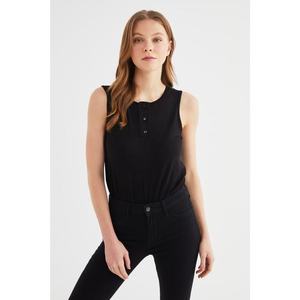 Trendyol Black Button Detailed Snap Fastener Knitted Body vyobraziť