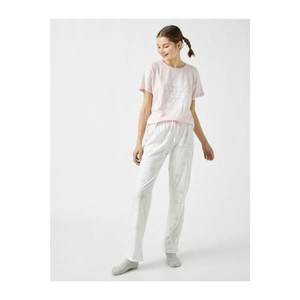 Koton 100% Cotton Written Printed Pajamas Set - Lilac vyobraziť