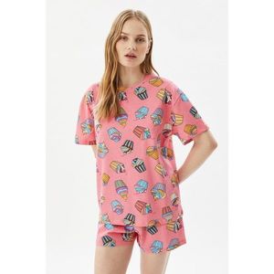 Trendyol Pink Cupcake Pattern Knitted Pajamas Set vyobraziť