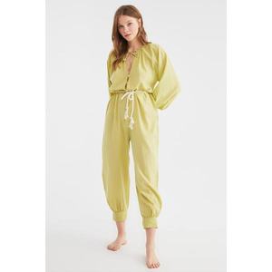 Trendyol Green Rope Belted Button Detailed Voile Jumpsuit vyobraziť