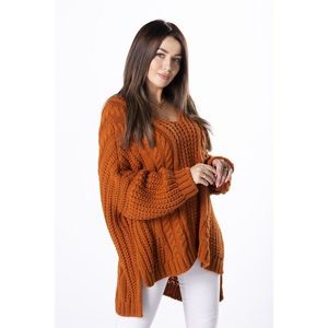oversize sweater with a braid weave and a V-neck vyobraziť