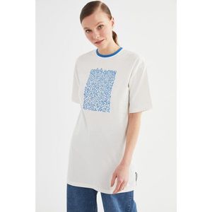 Trendyol Dark Blue Printed Knitted Tunic T-shirt vyobraziť