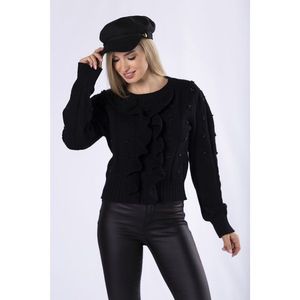 fitted sweater with ruffle and pearls vyobraziť