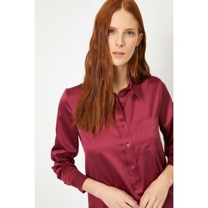 Koton Women's Burgundy Pocket Detail shirt vyobraziť