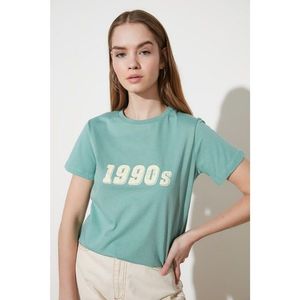 Trendyol Mint Printed Basic Knitted T-Shirt vyobraziť