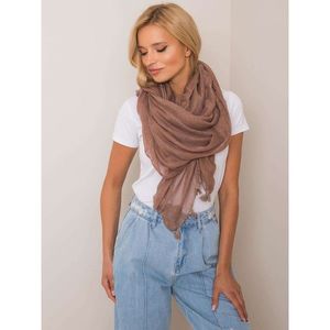 Beige scarf with patterns with fringes vyobraziť