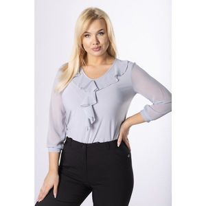 fitted blouse with ruffles and chiffon sleeves vyobraziť