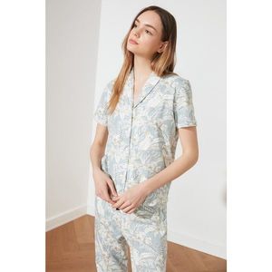 Trendyol Mint Patterned Knitted Pyjama Set vyobraziť