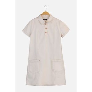 Trendyol Ecru Pocket Detailed Shirt Collar Mini Denim Dress vyobraziť
