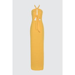Trendyol Yellow Neck Detailed Evening Dress & Graduation Gown vyobraziť