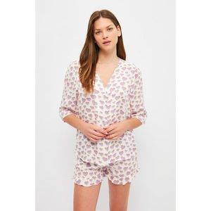 Trendyol White Heart Pattern Woven Pajamas Set vyobraziť