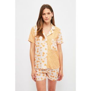 Trendyol Orange Floral Pattern Woven Pajamas Set vyobraziť