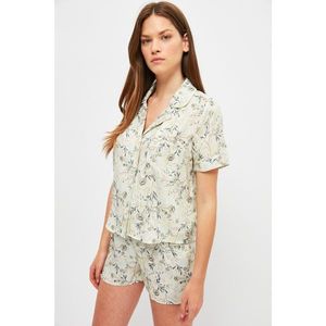 Trendyol Mint Floral Pattern Woven Pajamas Set vyobraziť