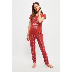 Trendyol Red Polka Dot Knitted Pajamas Set vyobraziť