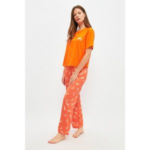 Trendyol Orange Whale Pattern Knitted Pajamas Set vyobraziť
