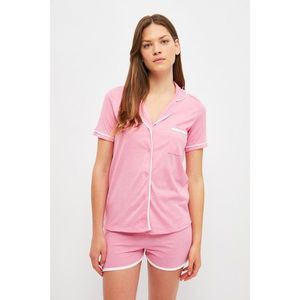 Trendyol Pink Ribbed Knitted Pajamas Set vyobraziť