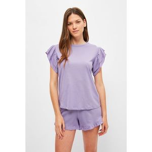 Trendyol Purple Ruffle Detailed Knitted Pajamas Set vyobraziť