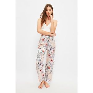 Trendyol Ecru Floral Patterned Satin Pajama Bottom vyobraziť