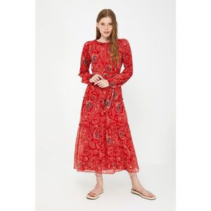Trendyol Red Belted Flower Detailed Dress vyobraziť