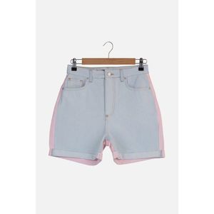 Trendyol Blue Pink Color Block Denim Shorts vyobraziť