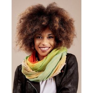 Women´s orange-green scarf in a wide check pattern vyobraziť