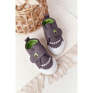 Children's Sneakers With Velcro With A Shark Grey vyobraziť