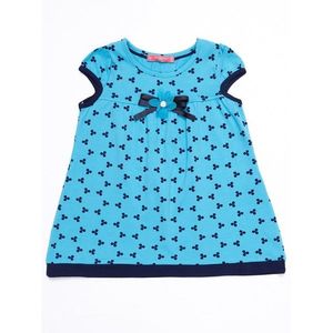 Girls´ blue dress with a pattern and a bow vyobraziť