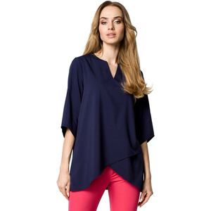 Made Of Emotion Woman's Blouse M359 Navy Blue vyobraziť