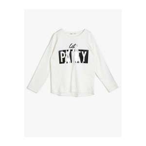 Koton Girl's White Letter Printed T-shirt vyobraziť