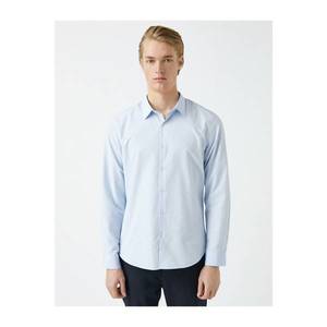Koton Men's Blue Slim Fit Shirt Long Sleeve Cotton vyobraziť