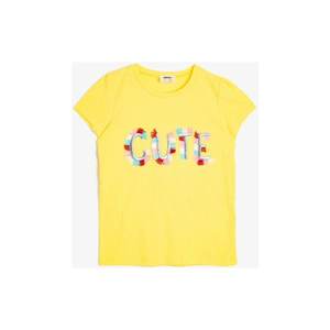 Koton Girl's Yellow Crew Neck Short Sleeved T-Shirt vyobraziť