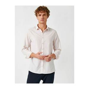 Koton Men's White Classic Collar Long Sleeve Basic Shirt vyobraziť