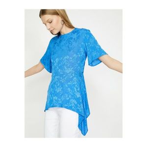 Koton Women's Blue Crew Neck Short Sleeve Patterned Blouse vyobraziť