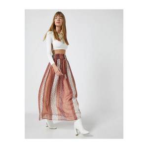 Koton Women's Siphon Sal Pattern Long Skirt vyobraziť