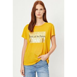 Mustard printed cotton t-shirt vyobraziť
