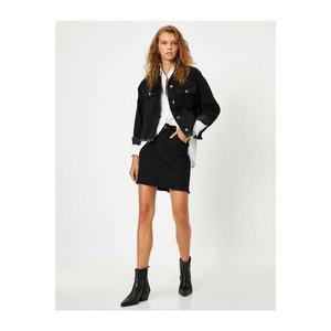 Koton Women's Black High Waist Mini Denim Skirt vyobraziť