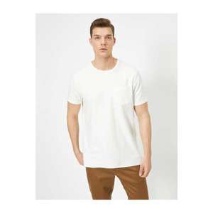 Koton Men's White Pocket Detailed T-Shirt vyobraziť