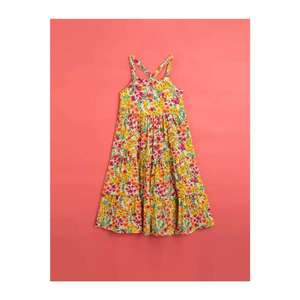 Koton Girl Yellow Pink Floral Dress With Cross Straps vyobraziť