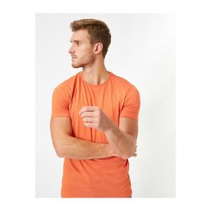 Koton Men's Orange Cotton Crew Neck Short Sleeve T-Shirt vyobraziť
