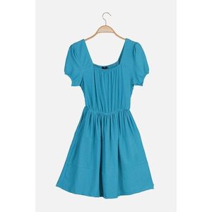 Trendyol Blue Square Neck Knitted Dress vyobraziť